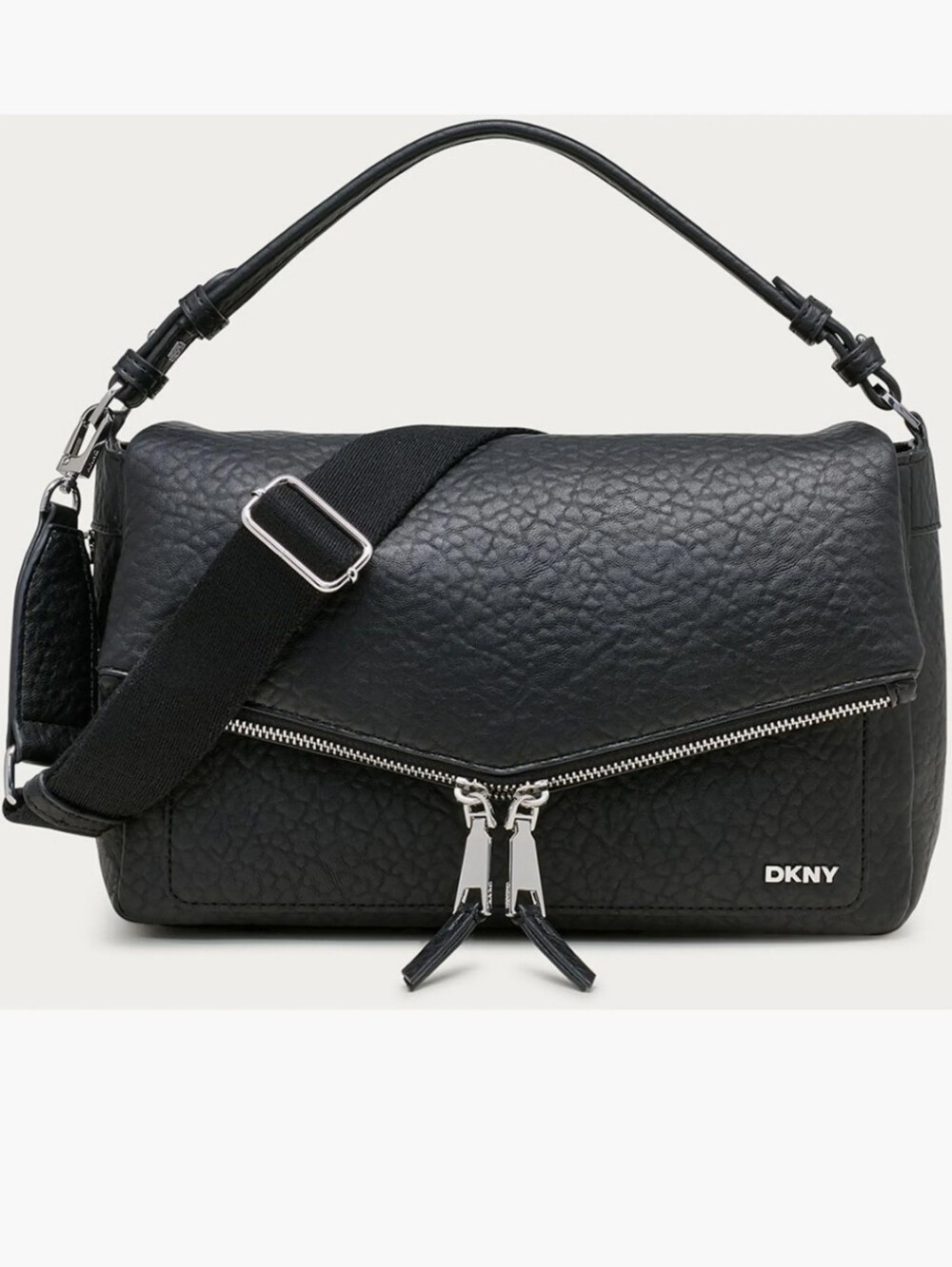 DKNY Taryn Messenger Shoulder Bag- Textured Black Finish -NWOT